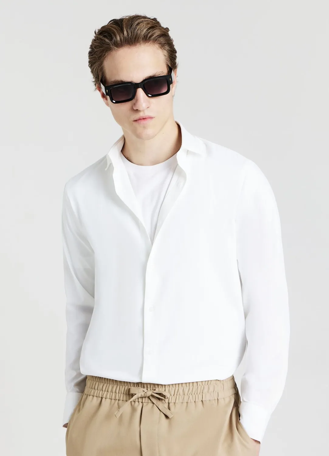 Calliope Chemise Unie Homme Manches Longues