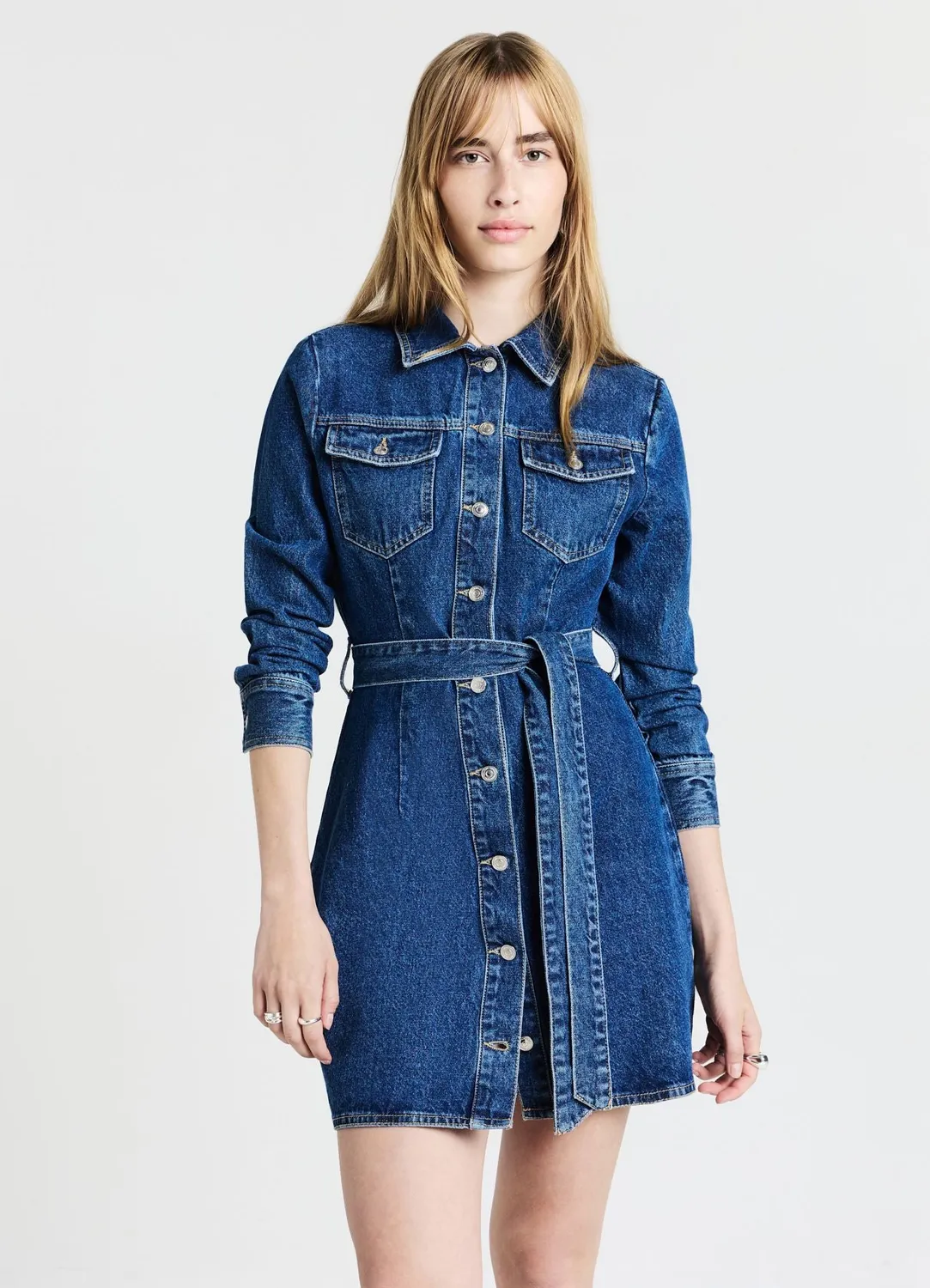 Calliope Atelier robe chemise en denim taille S à ceinture