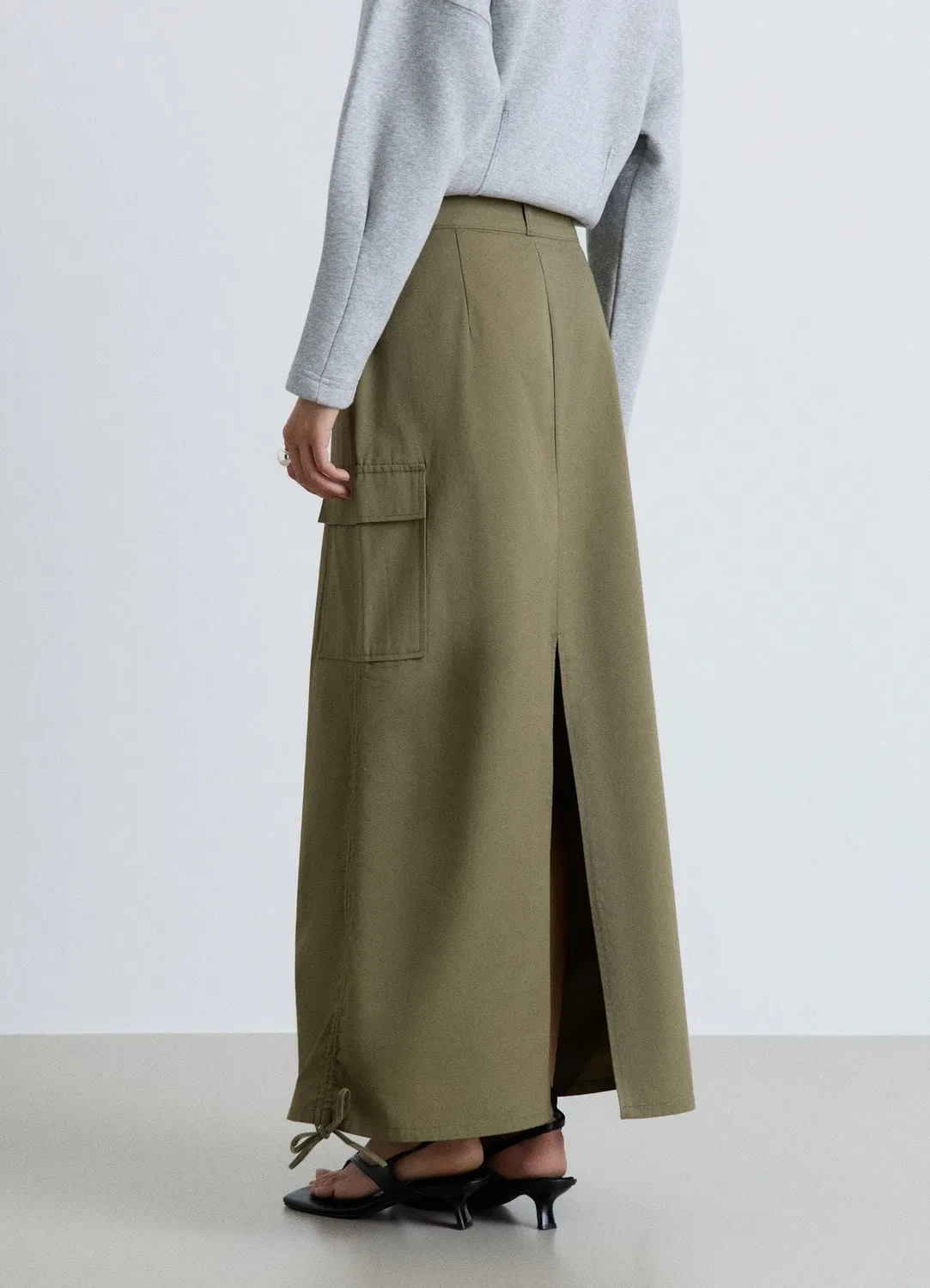 Calliope jupe cargo longue femme taille haute droite