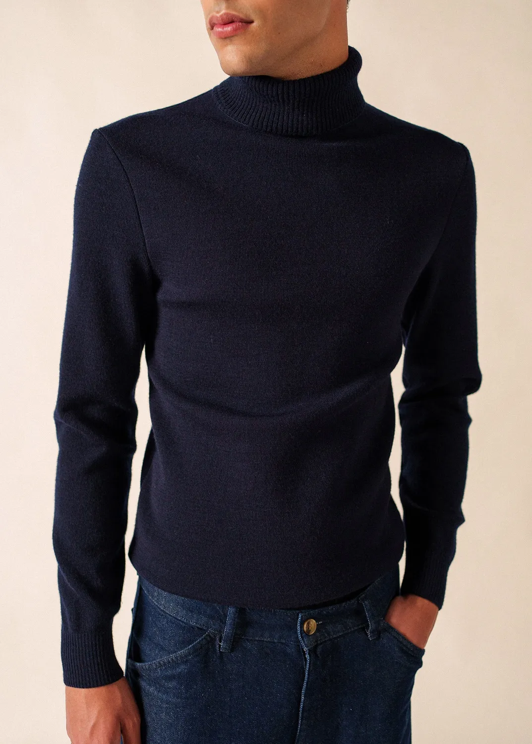 Saint James Bretagne roulé pull marin MARINE laine