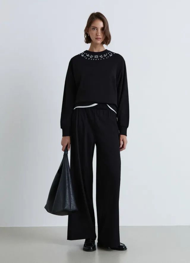 Calliope pantalon large taille élastique femme