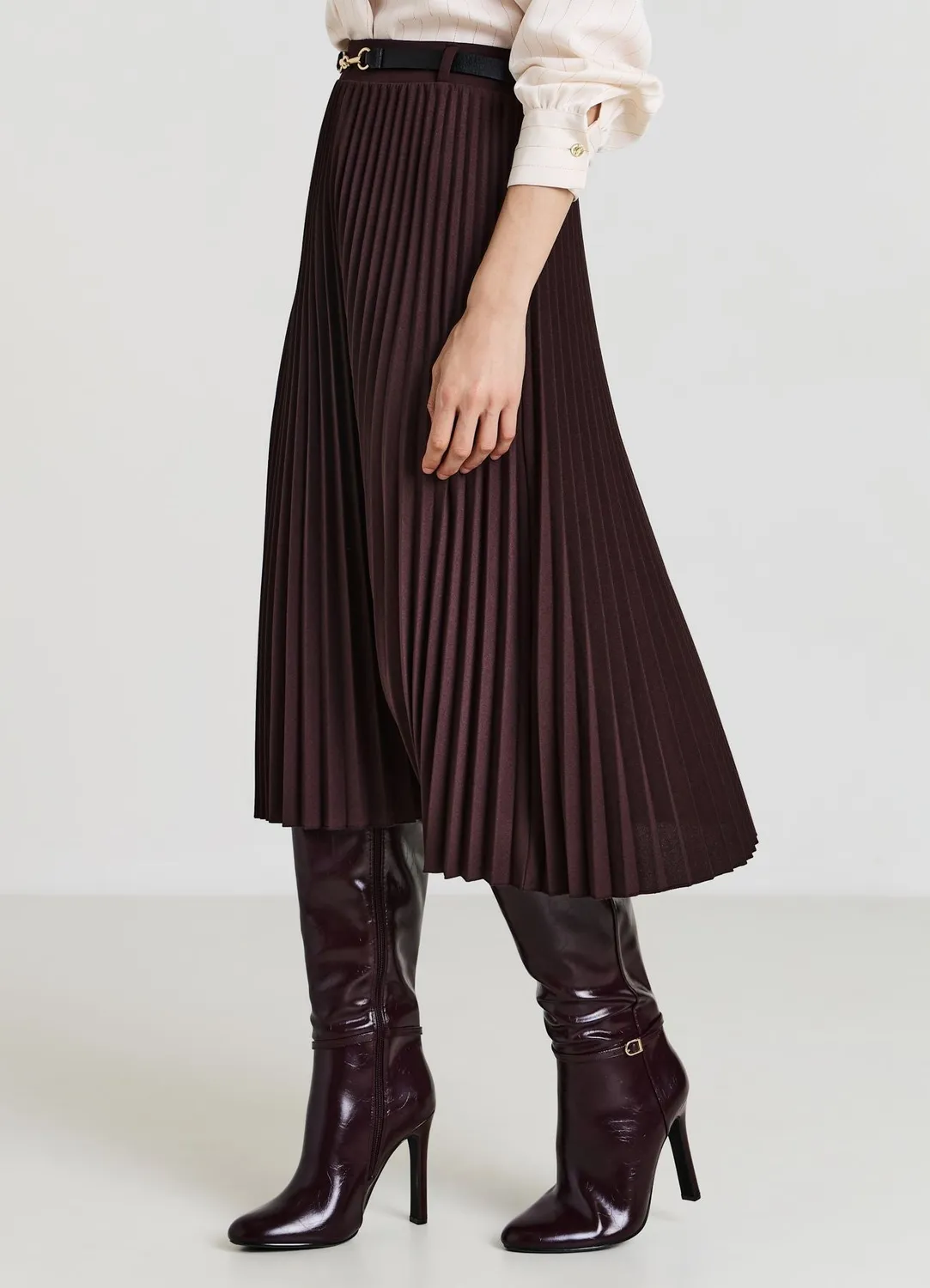 Calliope jupe plissée ceinture femme longue plis