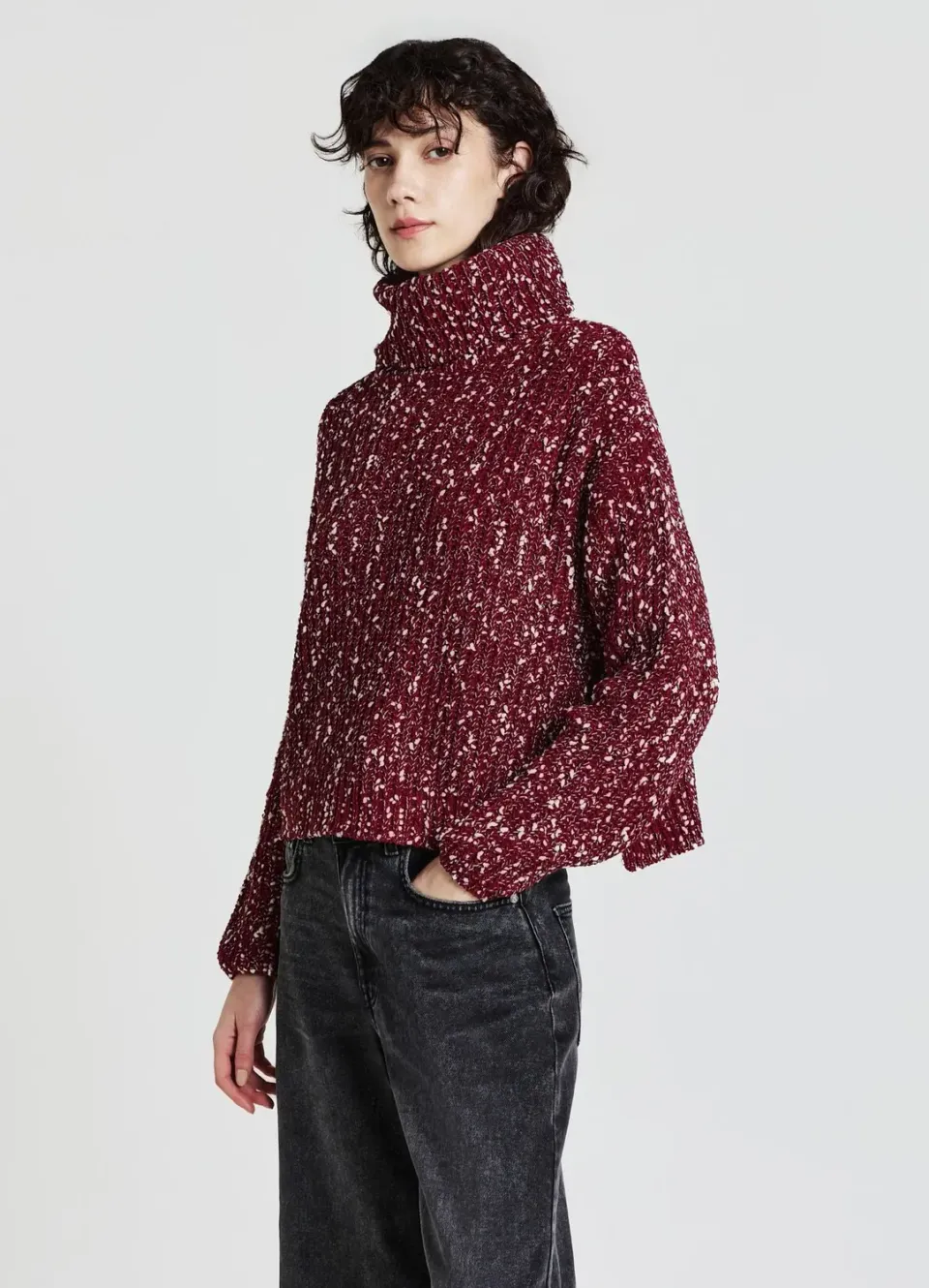 Calliope pull col roulé femme maille fantaisie