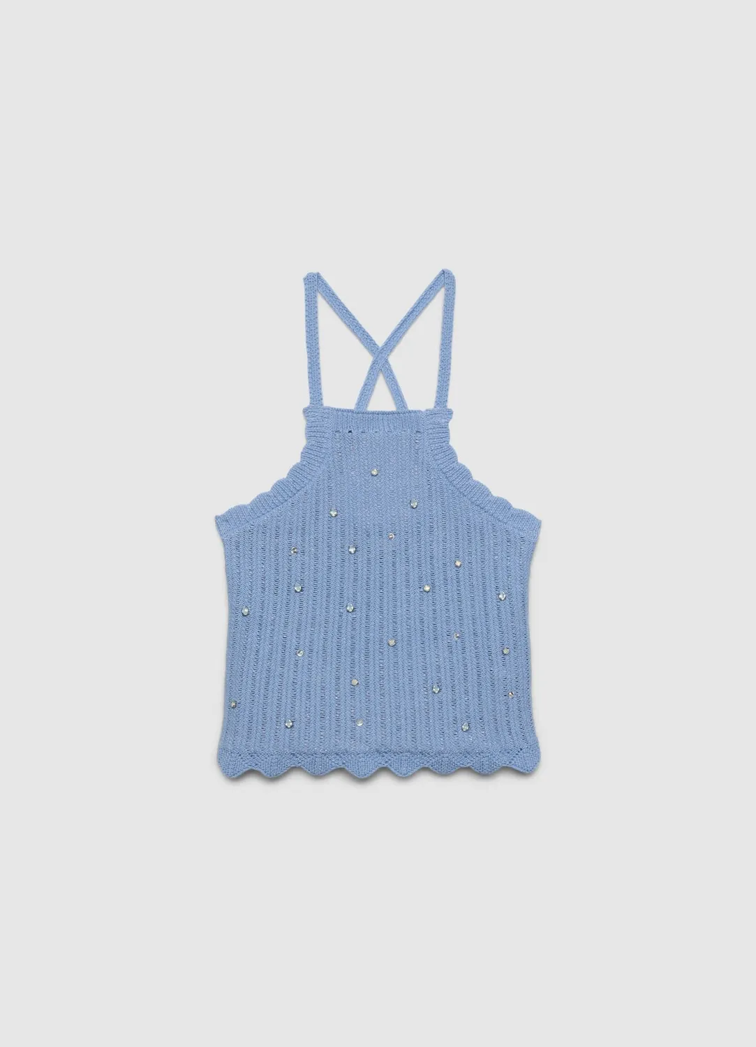 Calliope top crochet fille strass dos croisé