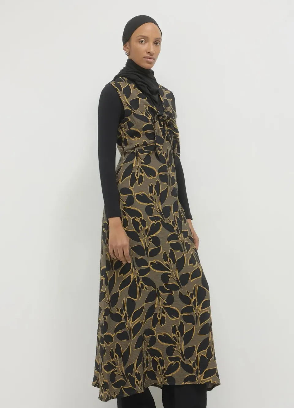 Calliope robe longue feuillage femme sans manches