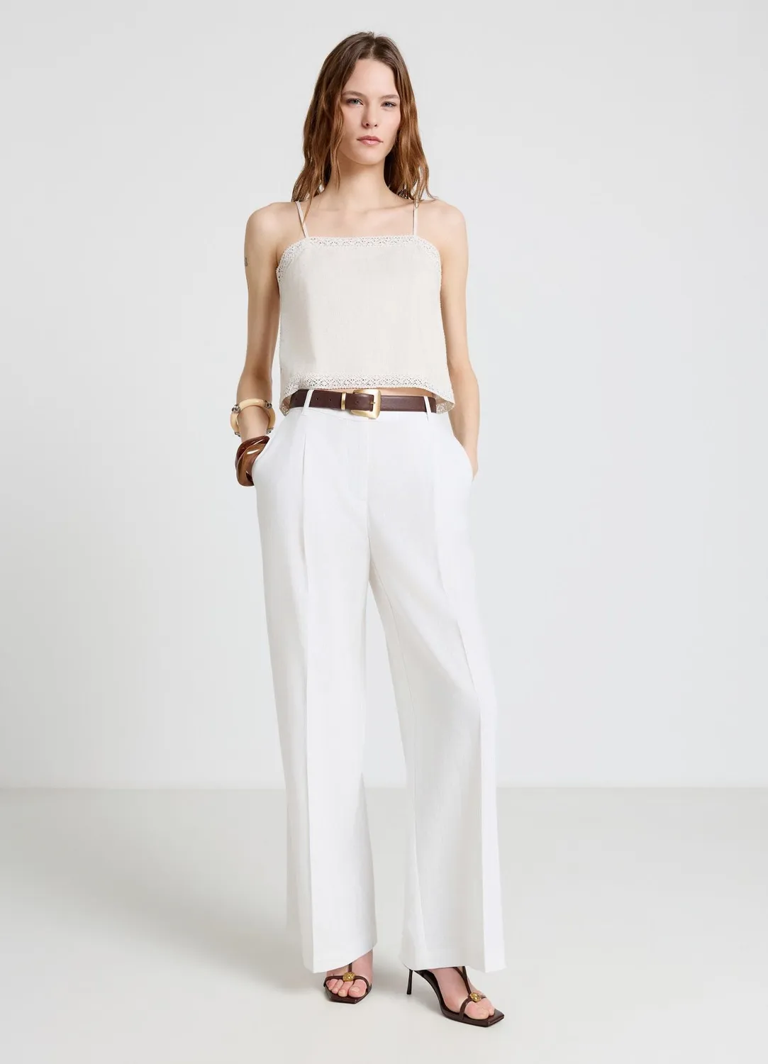 Calliope pantalon palazzo femme taille haute large