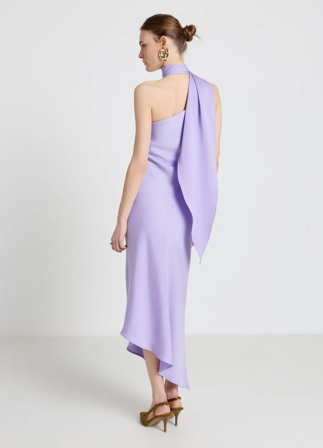 Calliope robe longue une épaule femme drapée