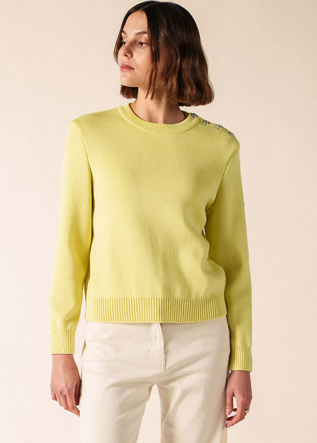 Saint James Cancale pull marin Aube jaune laine