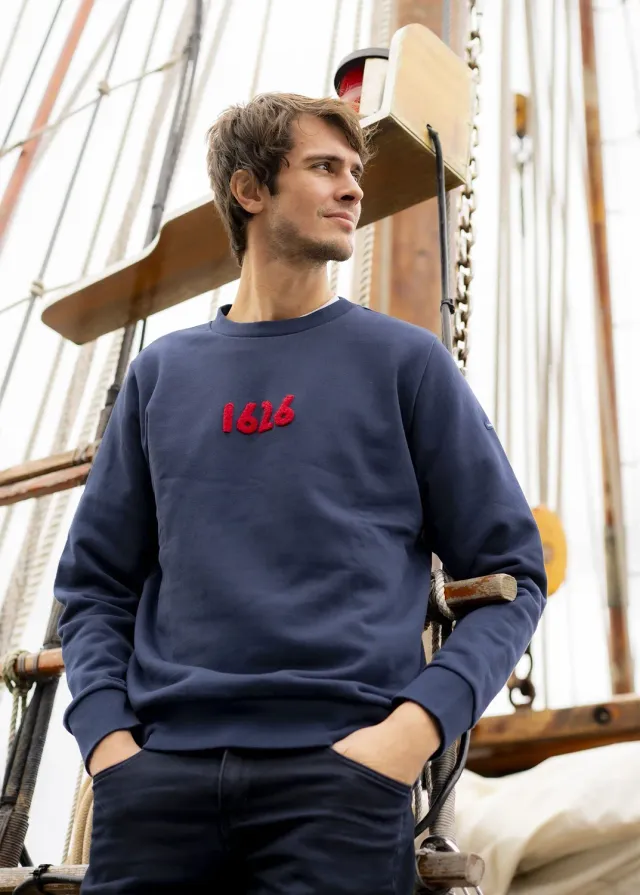 Saint James Jean Bart sweat amiral/tulipe coton