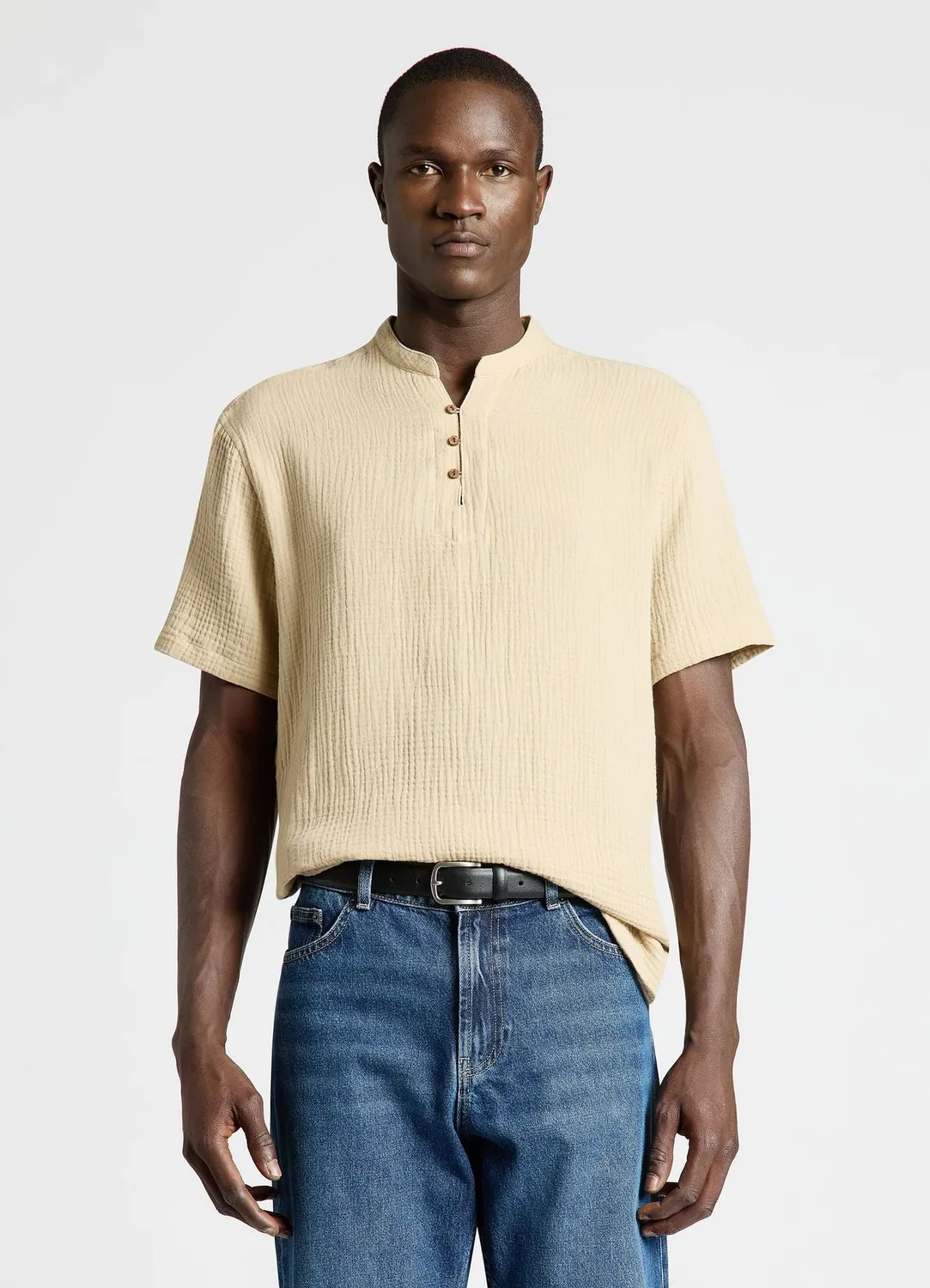 Calliope chemise homme col mao manches courtes