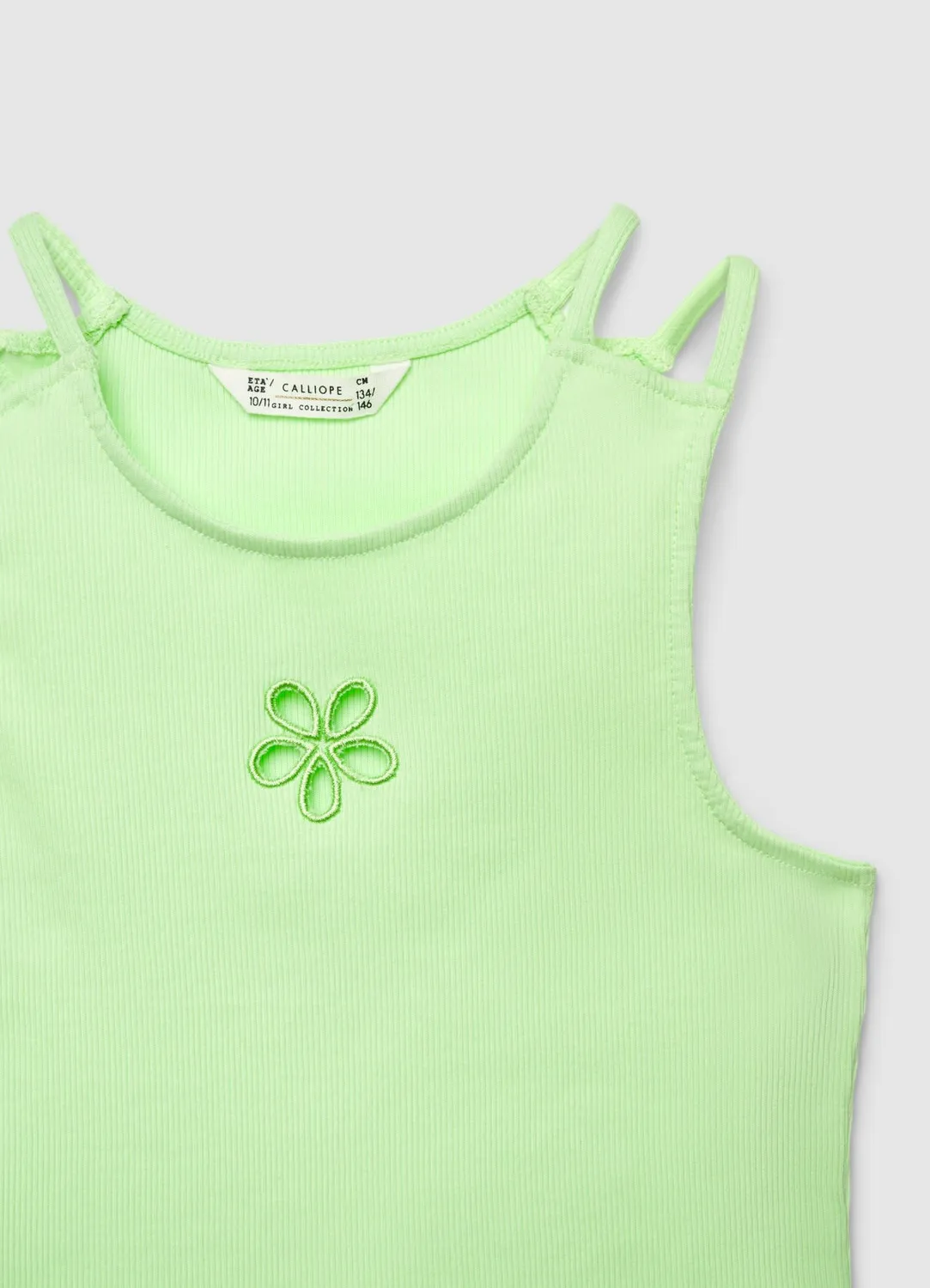 Calliope Top à côtes fille broderie fleur