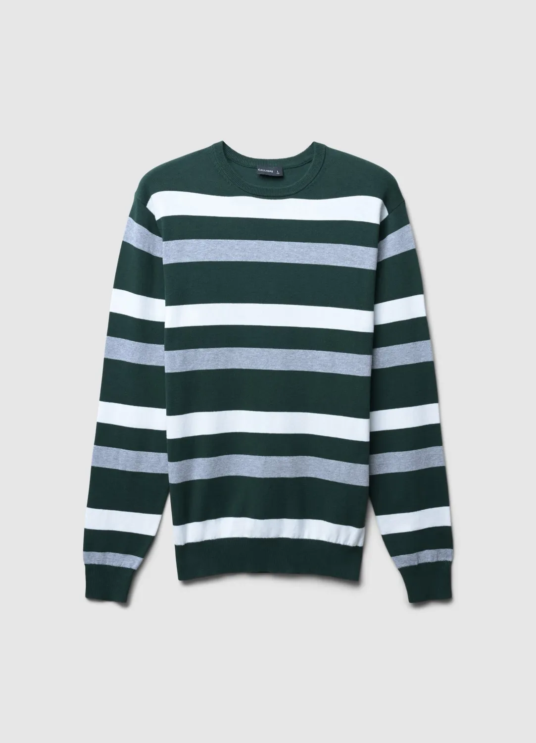Calliope pull rayé homme col rond manches longues
