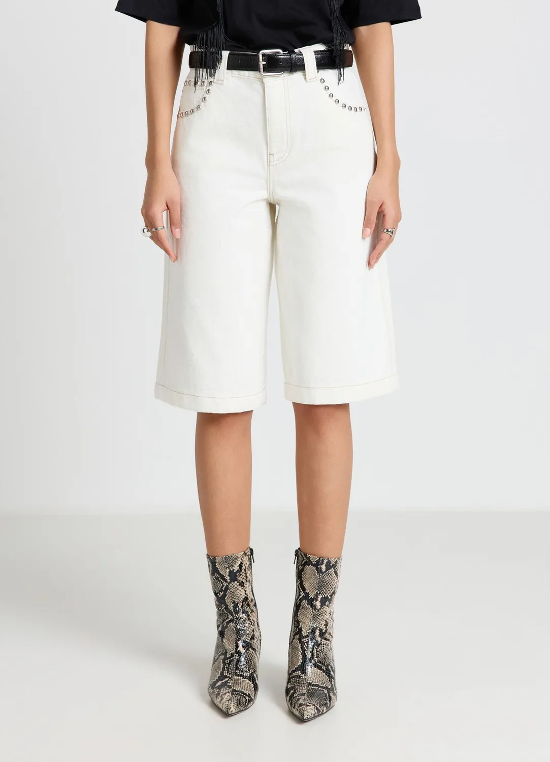 Calliope Bermuda denim à clous short femme