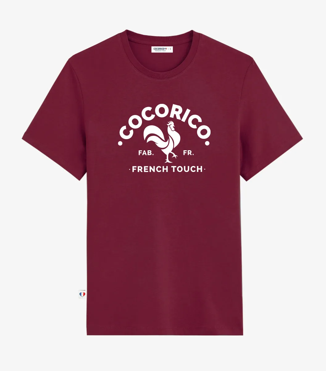 Cocorico Coq Français t-shirt homme bordeaux coton