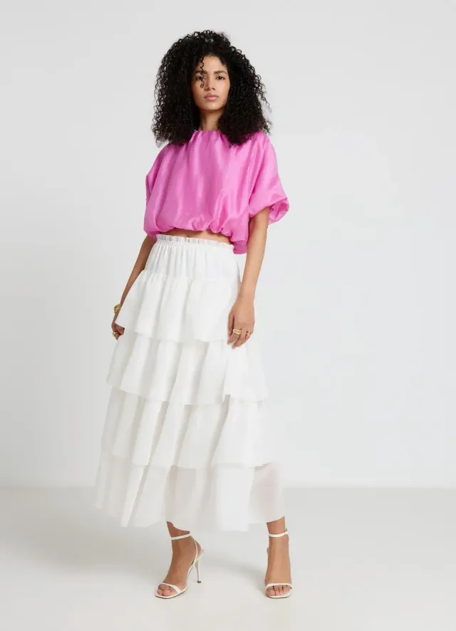 Calliope jupe volants elastiquee femme unie