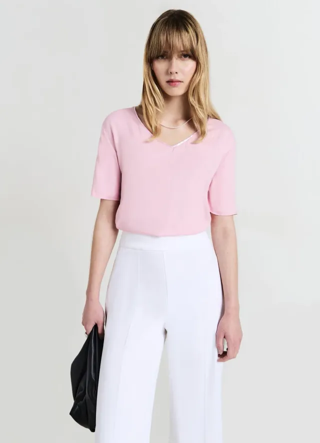 Calliope blouse col large manches courtes femme