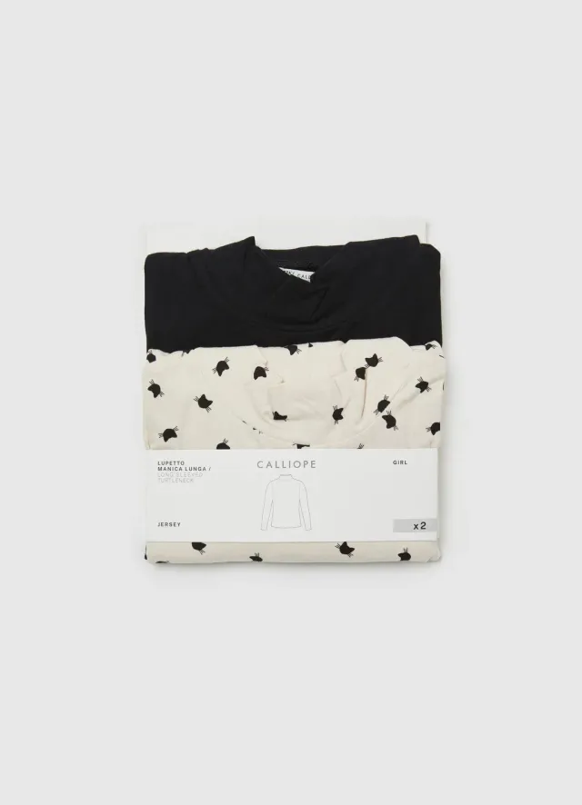 Calliope t-shirt col roulé motifs fille manches longues