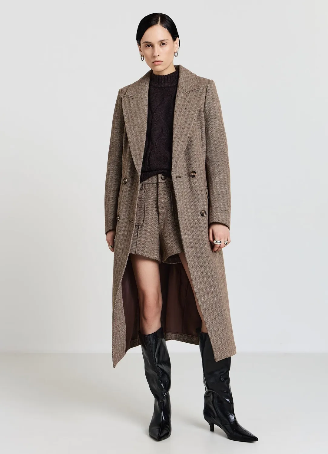 Calliope spinato manteau femme pied-de-poule chaud