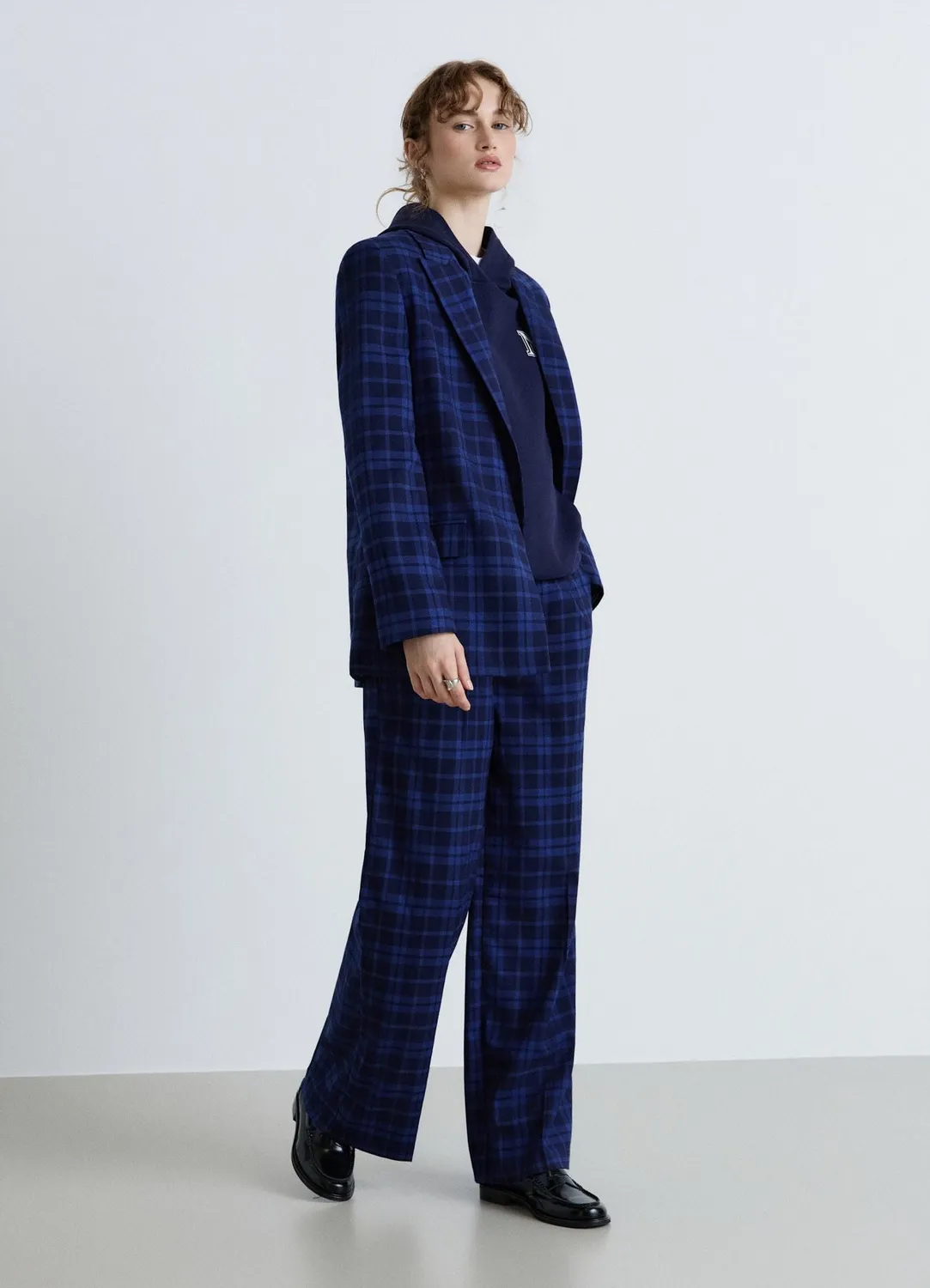 Calliope veste ouverte à carreaux femme coupe droite