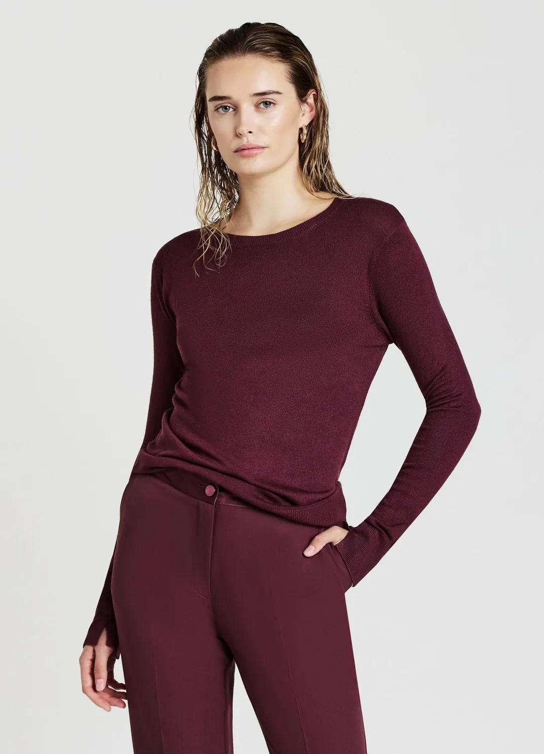 Calliope pull col rond femme manches longues coupe droite