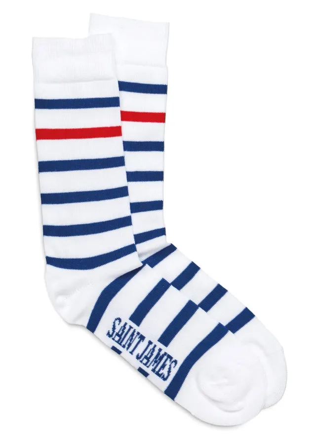 Saint James Naval chaussettes coton blanc gitane