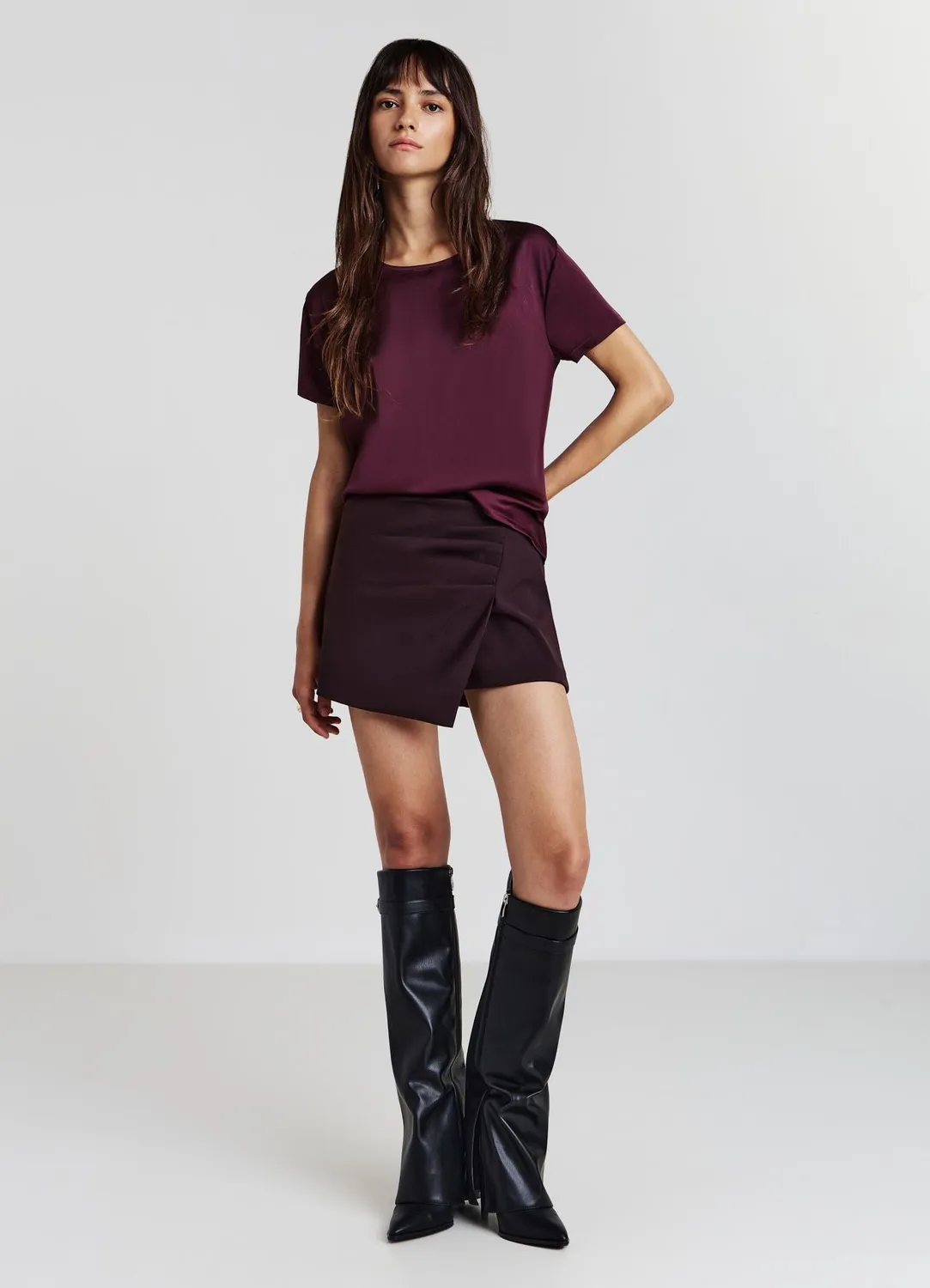 Calliope t-shirt effet satin femme col rond