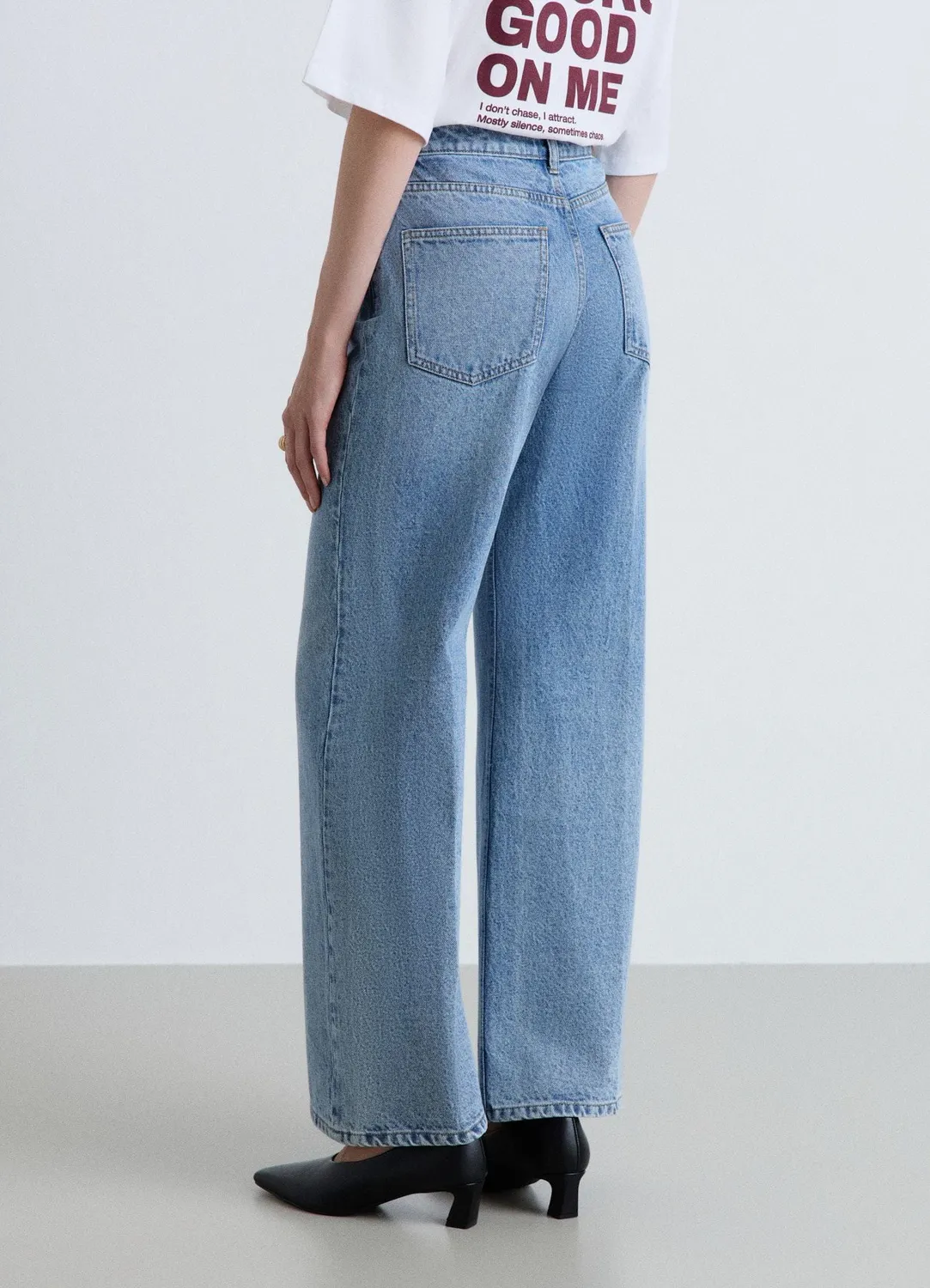 Calliope jean palazzo taille haute femme uni