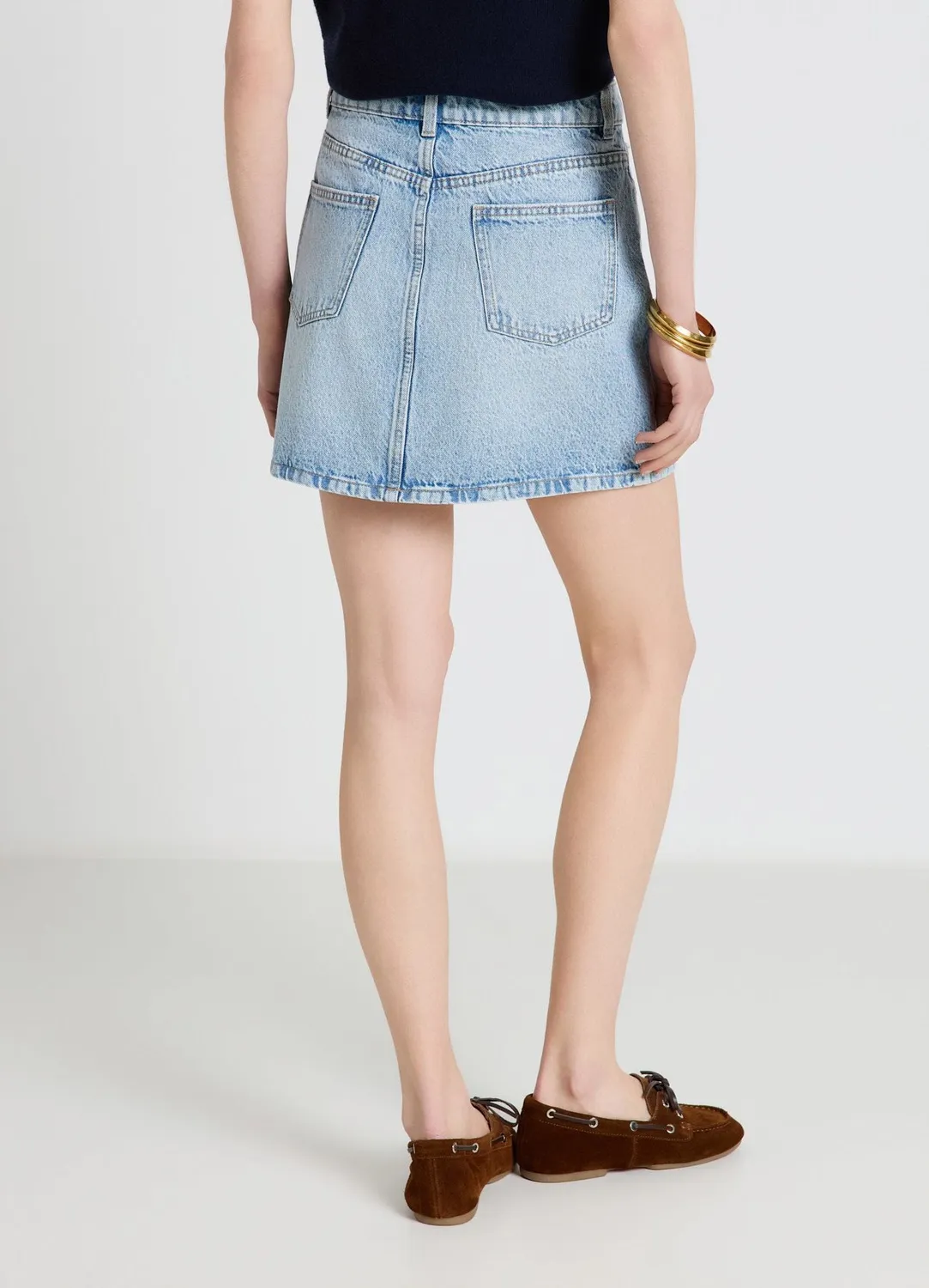Calliope mini-jupe jean denim femme coupe droite