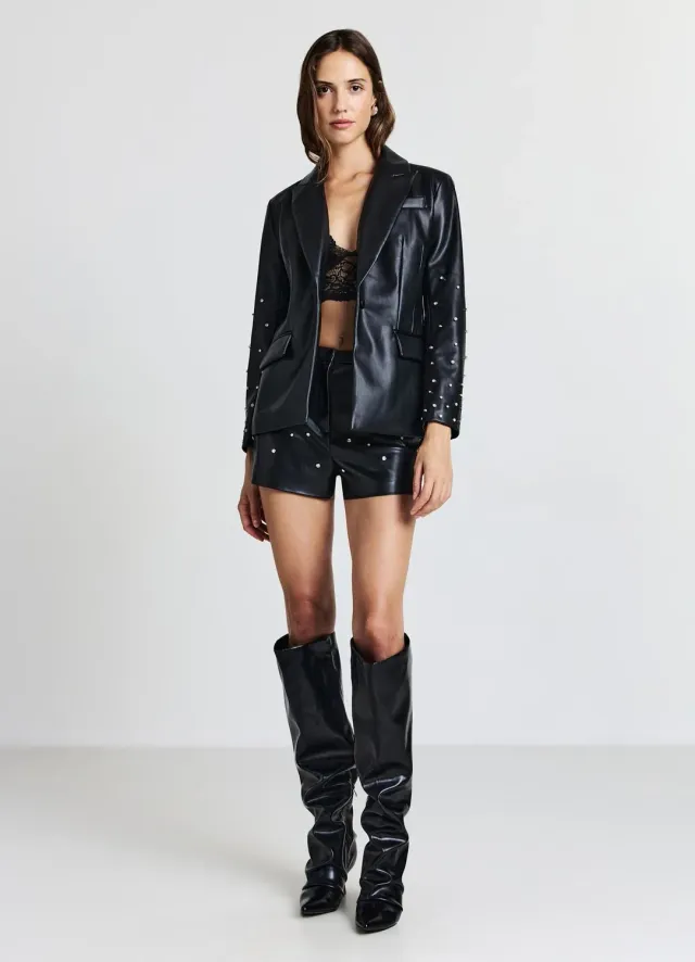 Calliope Short simili cuir strass femme coupe courte