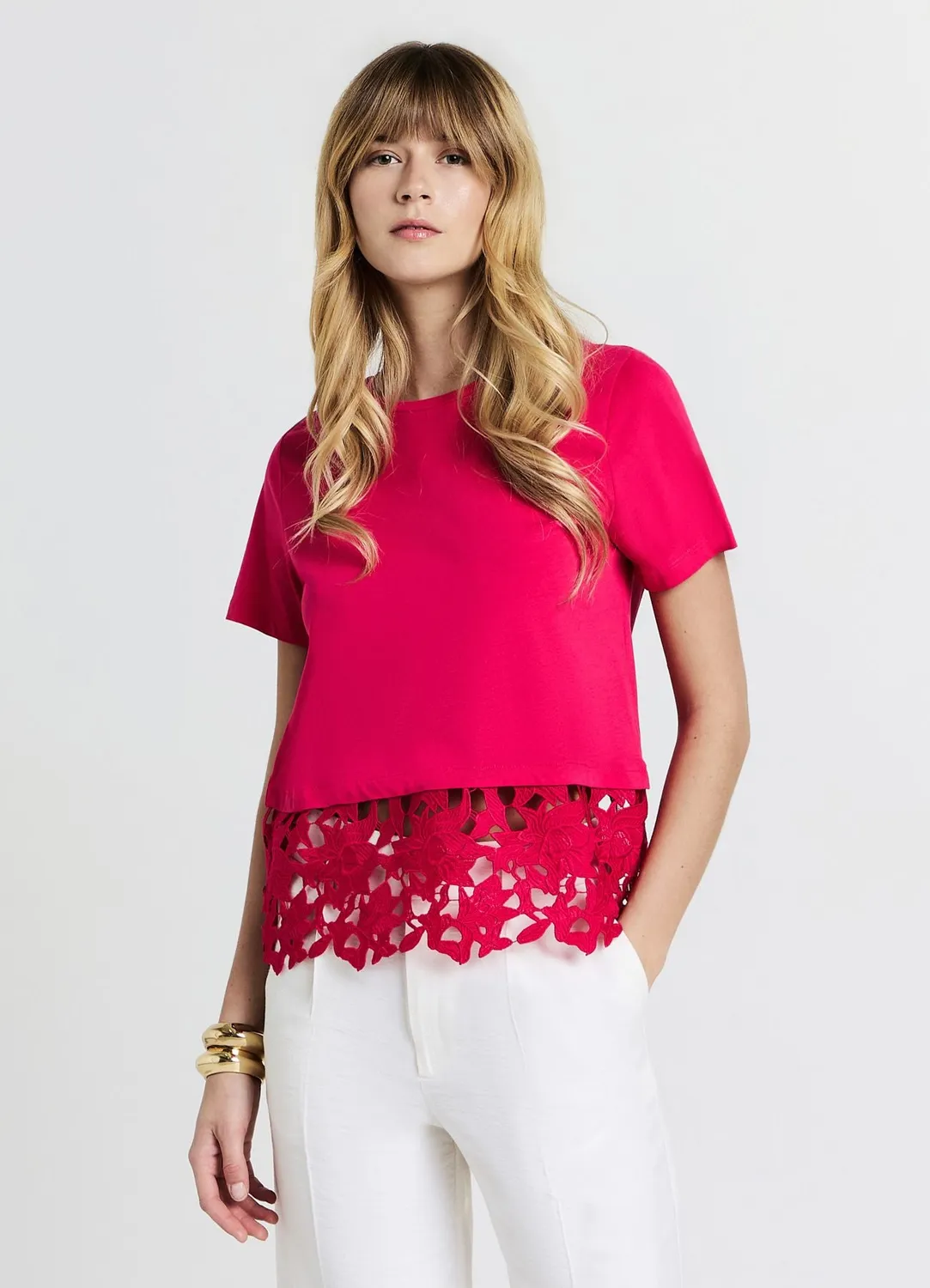 Calliope T-shirt fondo sangallo femme coton regular