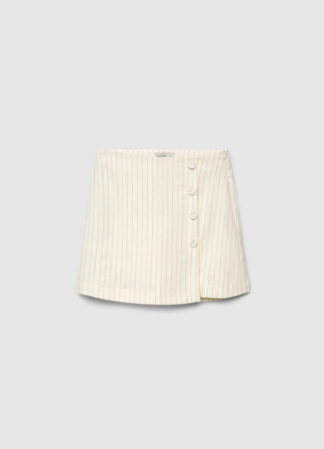 Calliope jupe-culotte rayée à boutons mélange lin