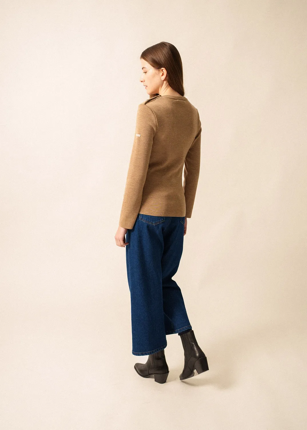 Saint James Marée pull marin femme beige foncé laine