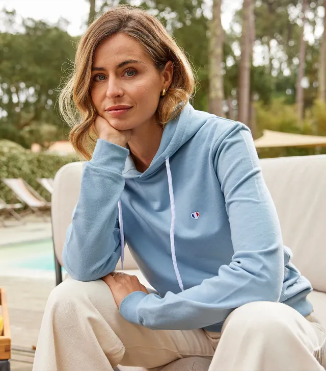 Cocorico Iconique Ciel sweat capuche femme coton