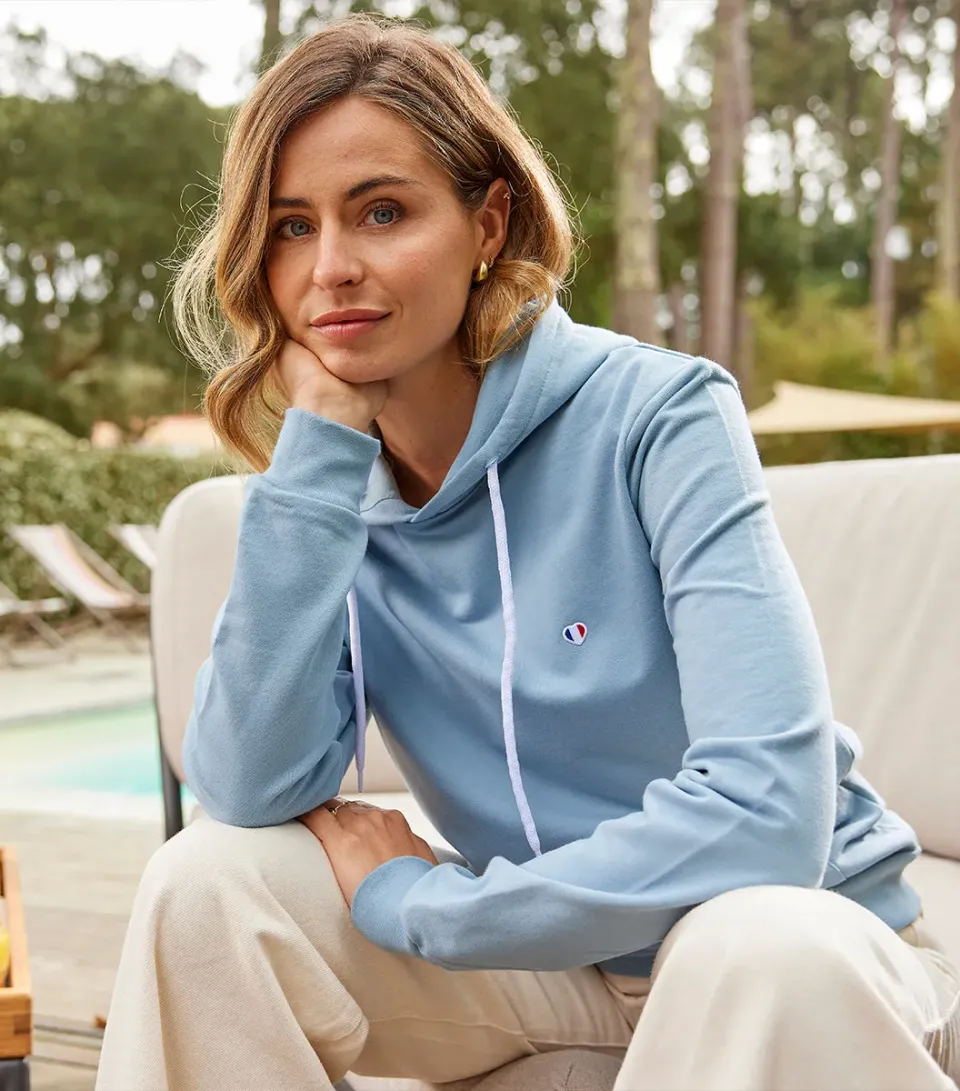 Cocorico Iconique Ciel sweat capuche femme coton