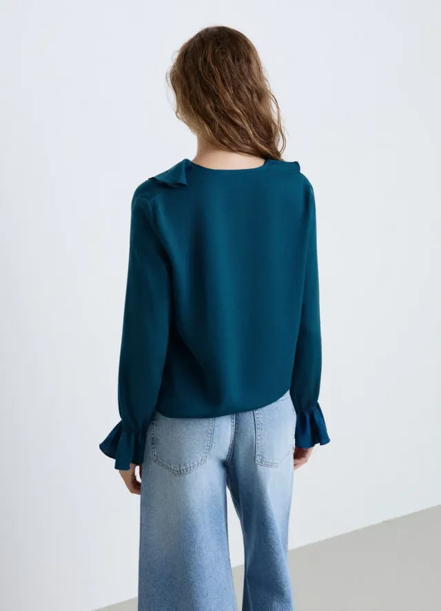 Calliope blouse volants femme satinée col V