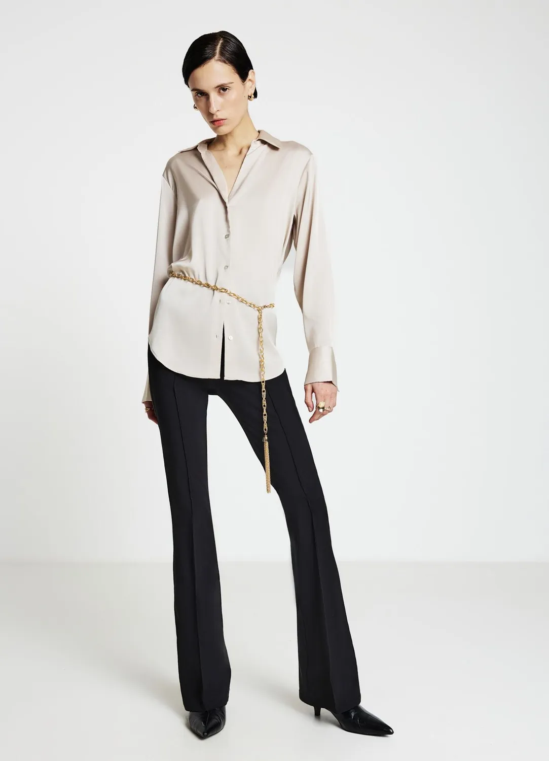 Calliope évasé pantalon femme uni flare