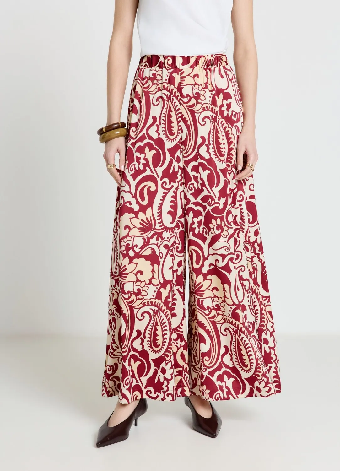 Calliope pantalon large femme paisley taille élastique