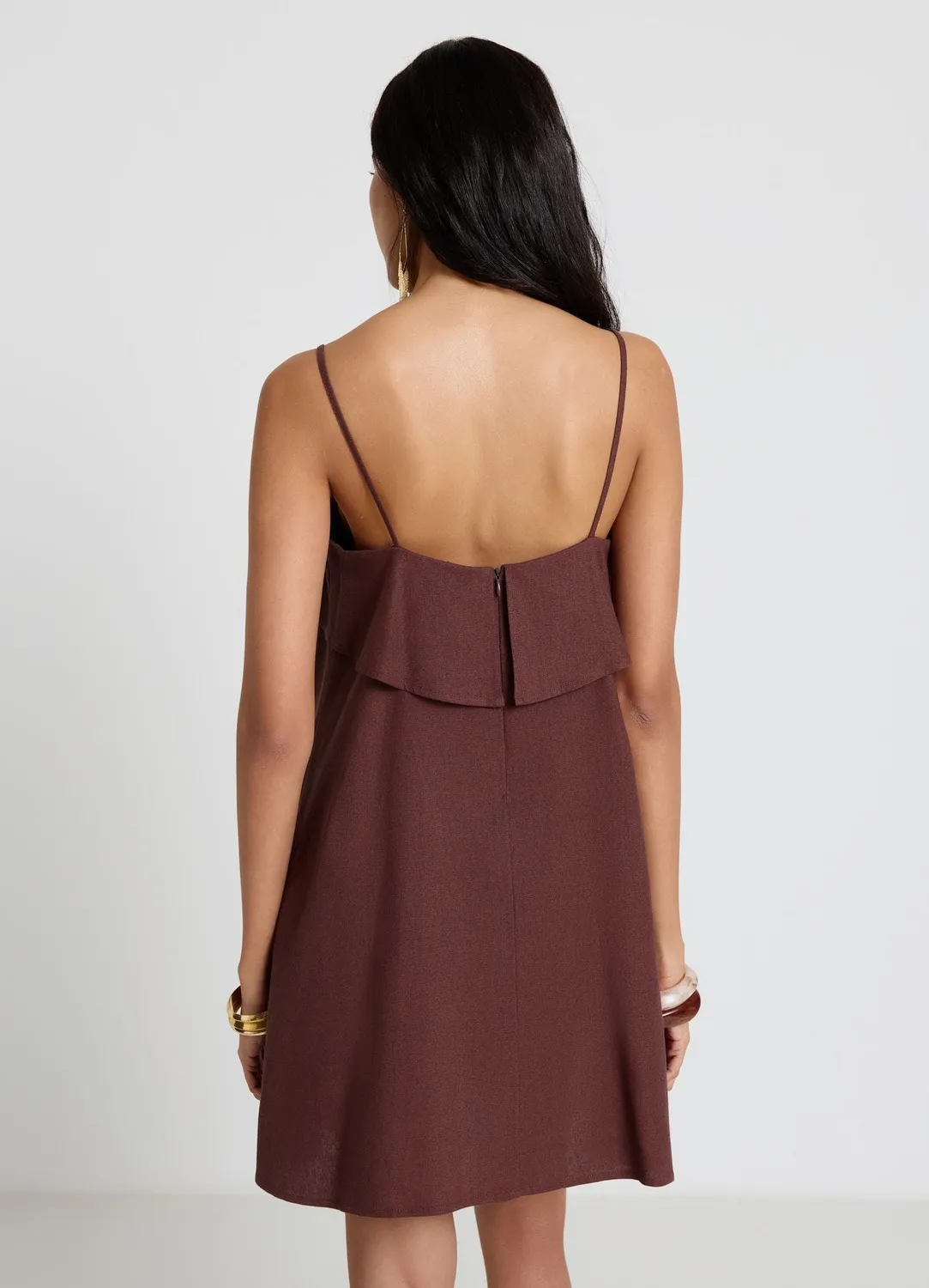 Calliope Mini Évasé Robe Femme Lin Bretelles