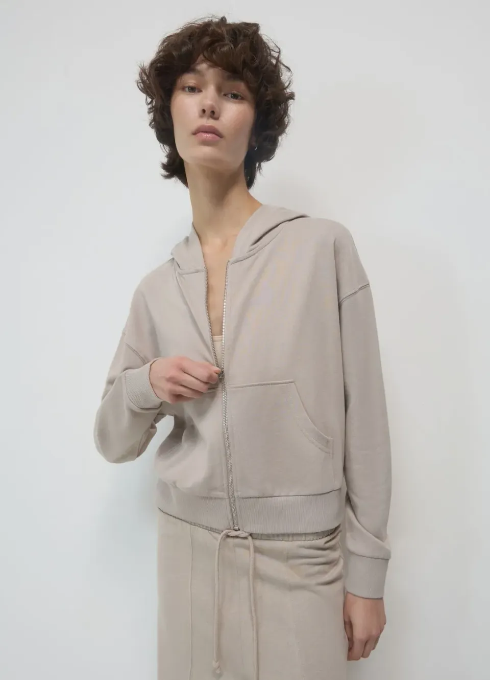 Calliope sweat zippé à capuche femme coton uni