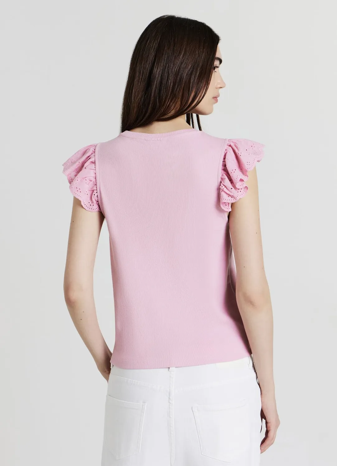 Calliope t-shirt côtelé femme volants coton