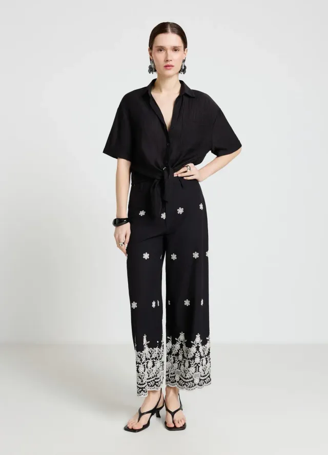 Calliope pantalon culotte femme broderie florale