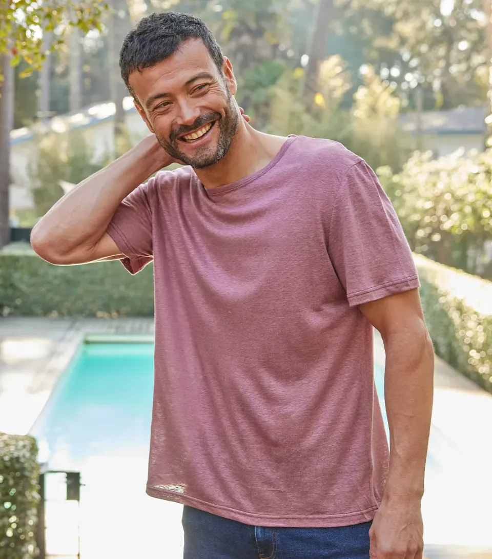 Cocorico Intemporel t-shirt homme rose lin respirant