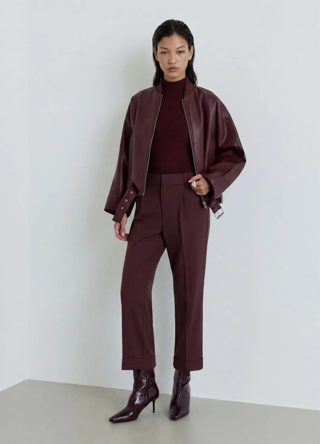 Calliope pantalon droit taille haute femme à revers