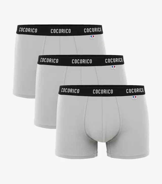 Cocorico Signature Pack 3 Boxers Homme Gris coton