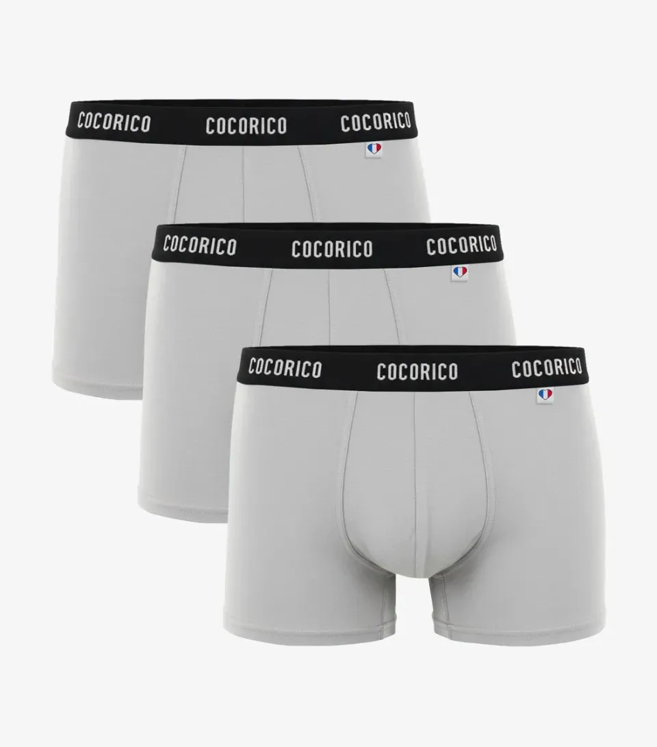 Cocorico Signature Pack 3 Boxers Homme Gris coton