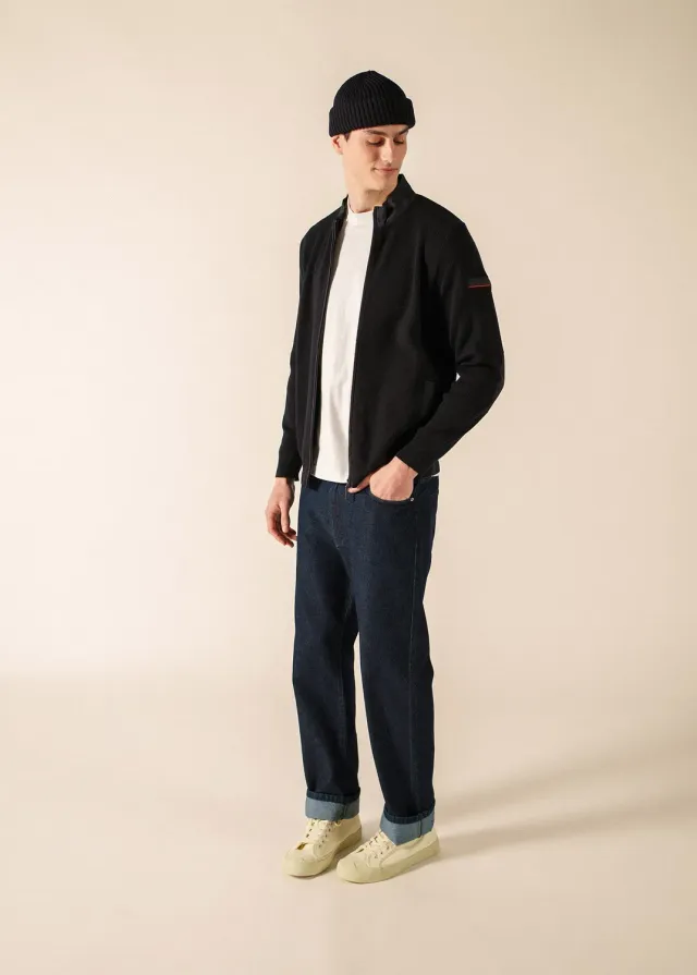Saint James Navigateur gilet zippe laine navy