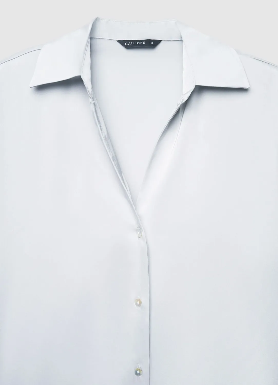 Calliope Scollo V chemise femme satin manches longues