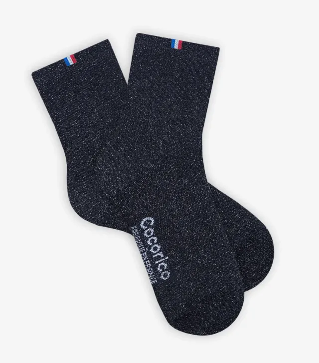 Cocorico L'étoilée chaussettes femme noir coton
