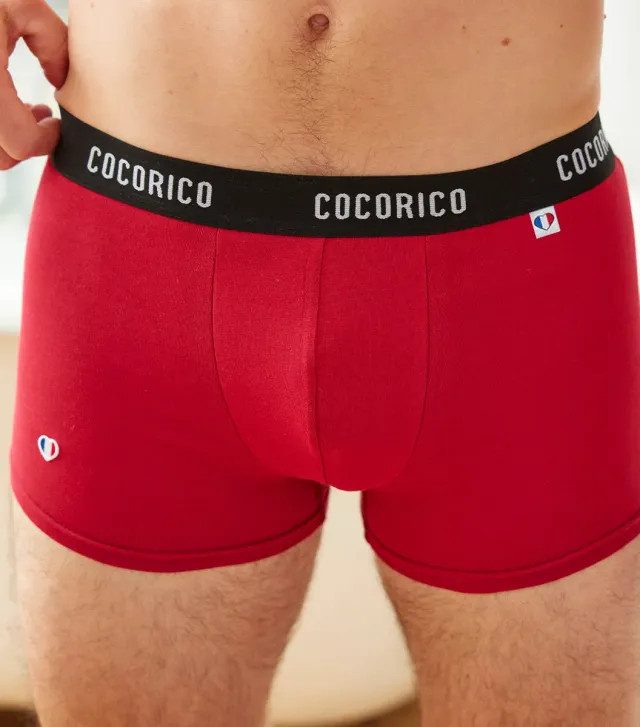 Cocorico Iconique Signature boxer homme rouge coton