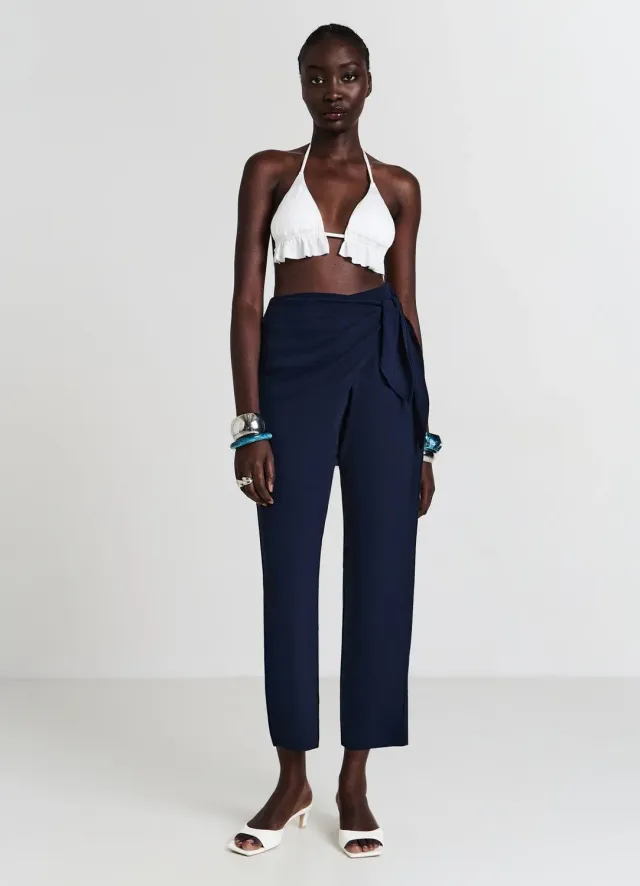 Calliope Pantalon à nœud pantalon femme long uni
